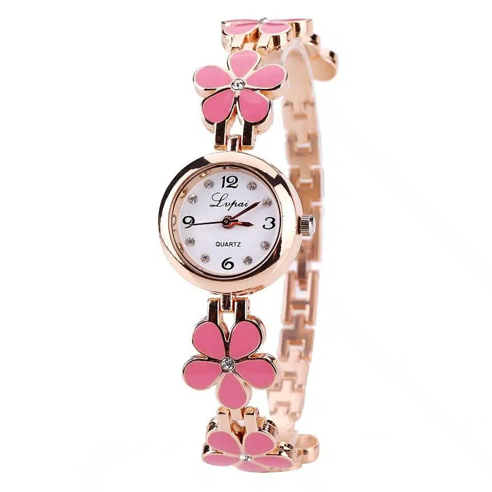 Montre Vintage Doré à Motif Fleur Pour Femme 8 Montre Vintage Doré à Motif Fleur Pour Femme – Image 8