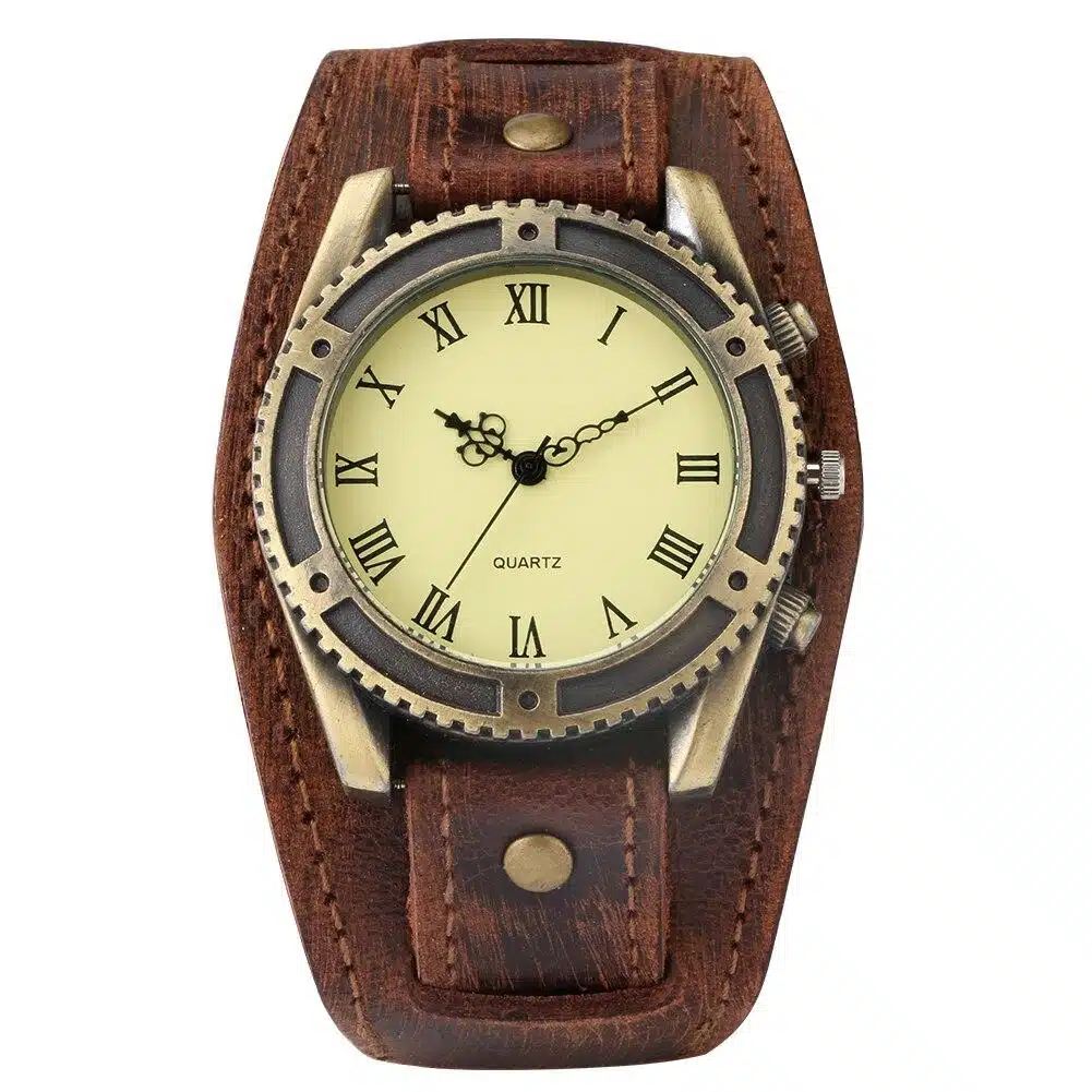 Montre Vintage En Imitation Cuir De Vache Pour Homme 2 Montre Vintage En Imitation Cuir De Vache Pour Homme – Image 2