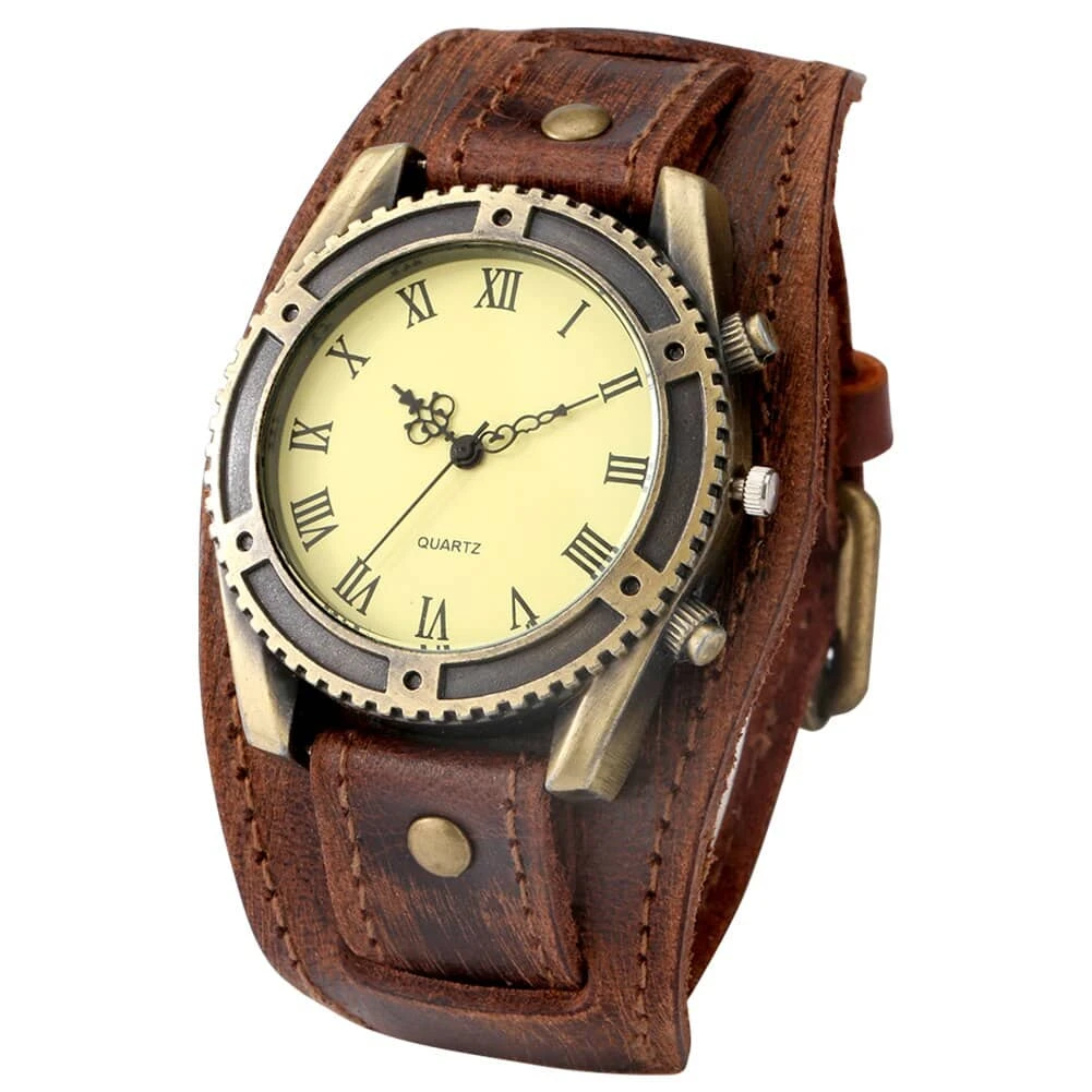 Montre Vintage En Imitation Cuir De Vache Pour Homme 3 Montre Vintage En Imitation Cuir De Vache Pour Homme – Image 3