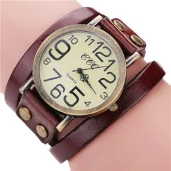 Montre Vintage Quartz Avec Bracelet En Imitation Cuir -Vintage Soldes montre vintage quartz avec bracelet en imitation cuir violet