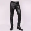 Pantalon Slim En Cuir Vintage Pour Homme
