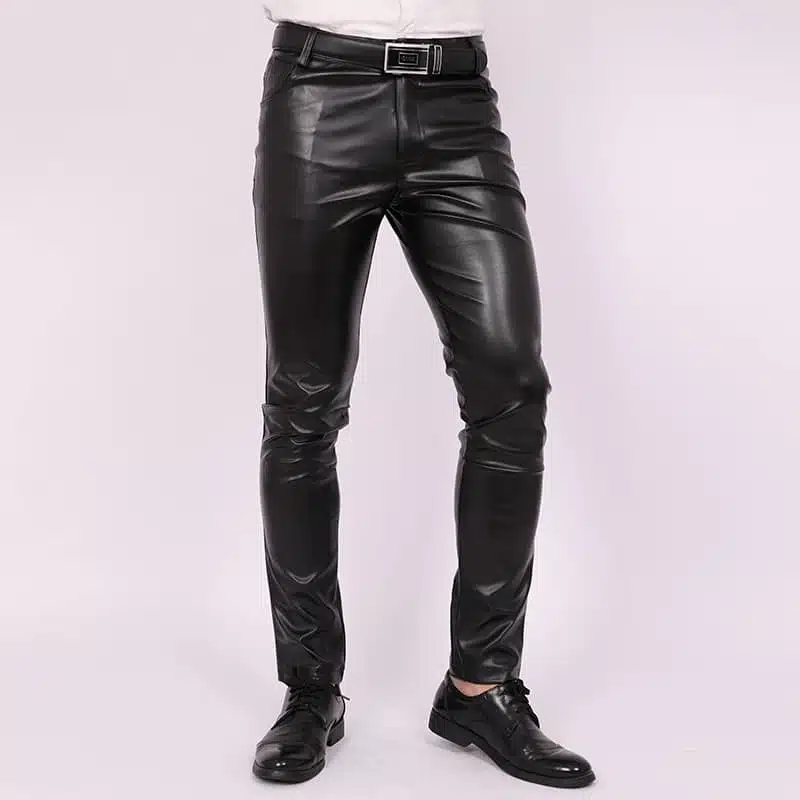 Pantalon Slim En Cuir Vintage Pour Homme 1 Pantalon Slim En Cuir Vintage Pour Homme