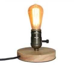 Petite Lampe De Chevet Rétro En Bois