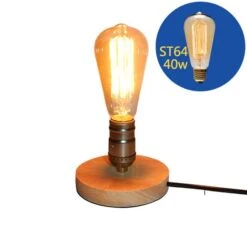 Petite Lampe De Chevet Rétro En Bois -Vintage Soldes petite lampe de chevet retro en bois