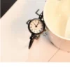 Petite Montre Vintage En Acier Inoxydable à Quartz Pour Femme Noir Et Blanc