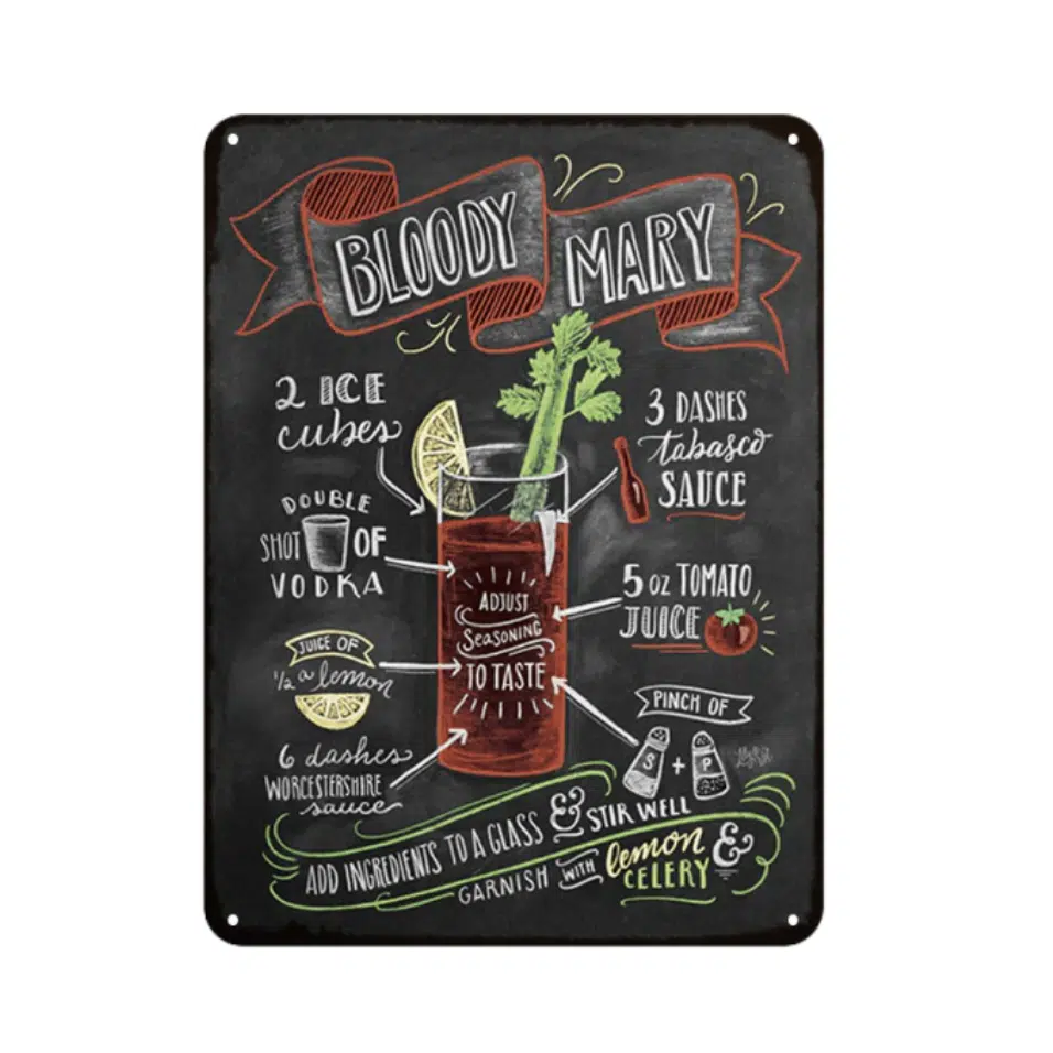Plaque Vintage En Métal Cocktail « Bloody Mary » 1 Plaque Vintage En Métal Cocktail « Bloody Mary »