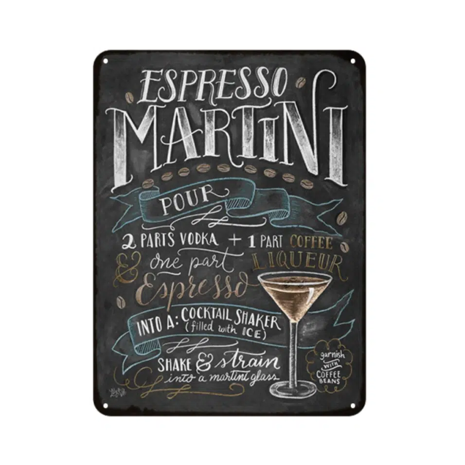 Plaque Vintage En Métal Cocktail « Expresso Martini » 1 Plaque Vintage En Métal Cocktail « Expresso Martini »