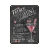 Plaque Vintage En Métal Cocktail « French Martini »
