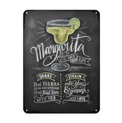 Plaque Vintage En Métal Cocktail « Margarita »