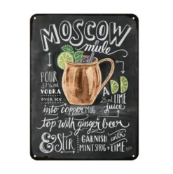Plaque Vintage En Métal Cocktail « Moscow Mule »