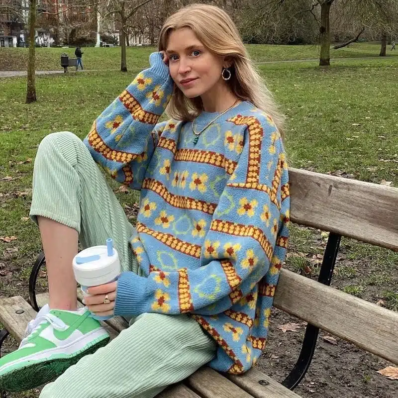 Vintage Soldes -Vintage Soldes pull ample femme imprime vintage 2