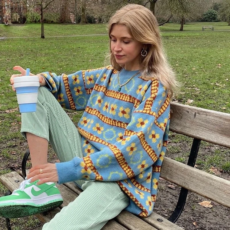 Pull Ample Femme Imprime Vintage 3 Pull Ample Femme Imprime Vintage – Image 3