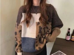 Pull-over Vintage Imprimé Léopard -Vintage Soldes pull over vintage imprime leopard 2