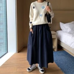 Pull Vintage Femme Uni à Fleur 9 Pull Vintage Femme Uni à Fleur -Vintage Soldes pull vintage femme uni a fleur 3