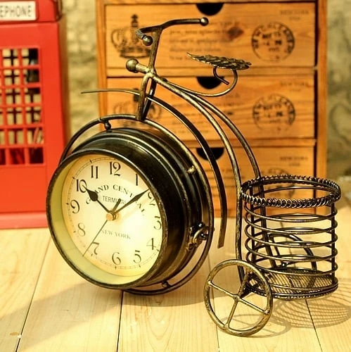 Réveil Forme Bicyclette Rétro En Fer Avec Porte-stylo 5 Réveil Forme Bicyclette Rétro En Fer Avec Porte-stylo – Image 5