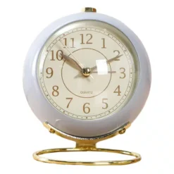 Réveil Rétro Métallique Rond Et Coloré Avec Alarme -Vintage Soldes reveil retro metallique rond et colore avec alarme bleu