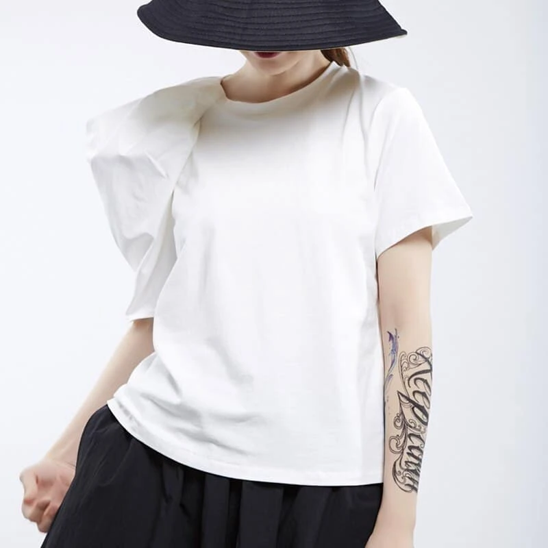 T-shirt Col Rond Et Manche Vintage Pour Femme 2 T-shirt Col Rond Et Manche Vintage Pour Femme – Image 2