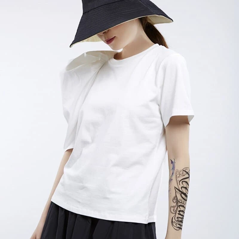 T-shirt Col Rond Et Manche Vintage Pour Femme 3 T-shirt Col Rond Et Manche Vintage Pour Femme – Image 3