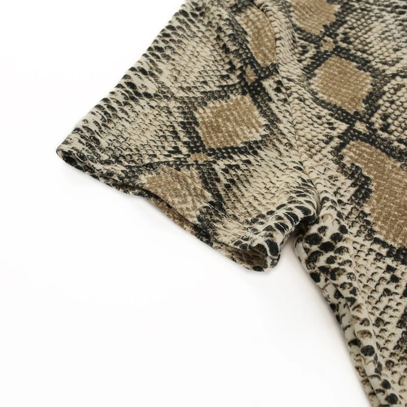 T-shirt Crop Top Vintage Imprimé Serpent Pour Femme 4 T-shirt Crop Top Vintage Imprimé Serpent Pour Femme – Image 4