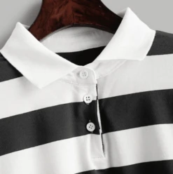 T-shirt En Col Chemisier à Rayures Et Manches Longues -Vintage Soldes t shirt en col chemisier a rayures et manches longues 4