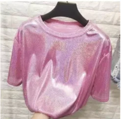 T-shirt Rétro Brillant à Col Rond Pour Femme 12 T-shirt Rétro Brillant à Col Rond Pour Femme -Vintage Soldes t shirt retro brillant a col rond pour femme 3