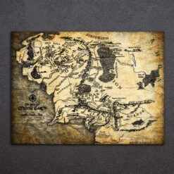 Tableau Carte Seigneur Des Anneaux -Vintage Soldes tableau carte seigneur des anneaux 2