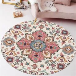 Tapis De Salon Rond à Motif Floral Vintage -Vintage Soldes tapis de salon rond a motif floral vintage 4
