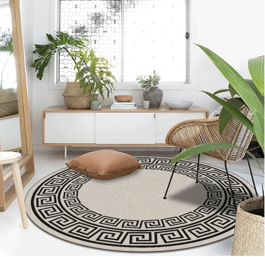 Tapis Rond Géométrique Style Rétro 2 Tapis Rond Géométrique Style Rétro – Image 2