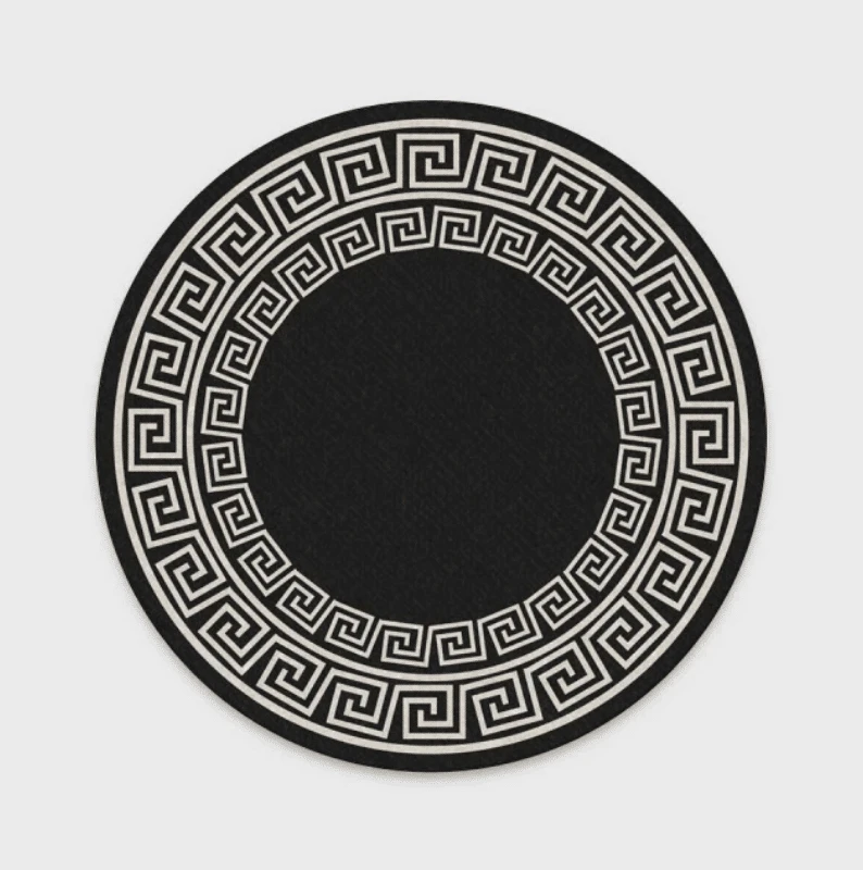Tapis Rond Géométrique Style Rétro 1 Tapis Rond Géométrique Style Rétro