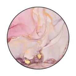Tapis Rond Tendance Rétro Effet Marbre Rose