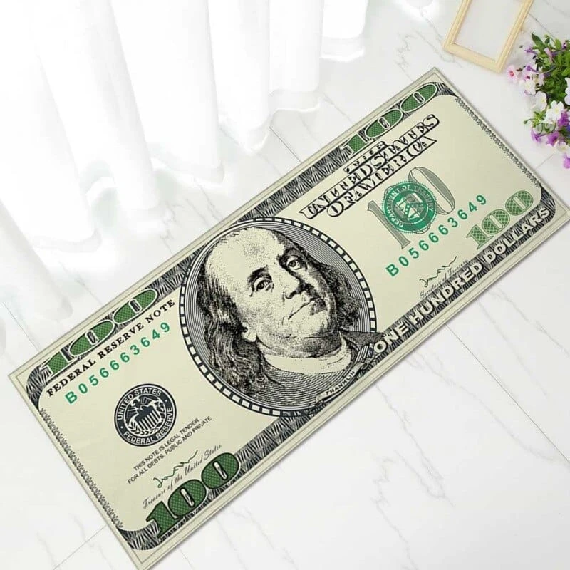 Tapis Vintage Réctangulaire Forme Billet De 100 Dollars 4 Tapis Vintage Réctangulaire Forme Billet De 100 Dollars – Image 4