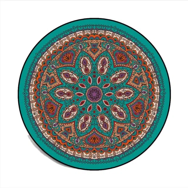 Tapis Vintage Rond Mandala Bleu 1 Tapis Vintage Rond Mandala Bleu