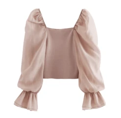 Top Chic Et Rétro Pour Femme à Manches Longues Bouffantes