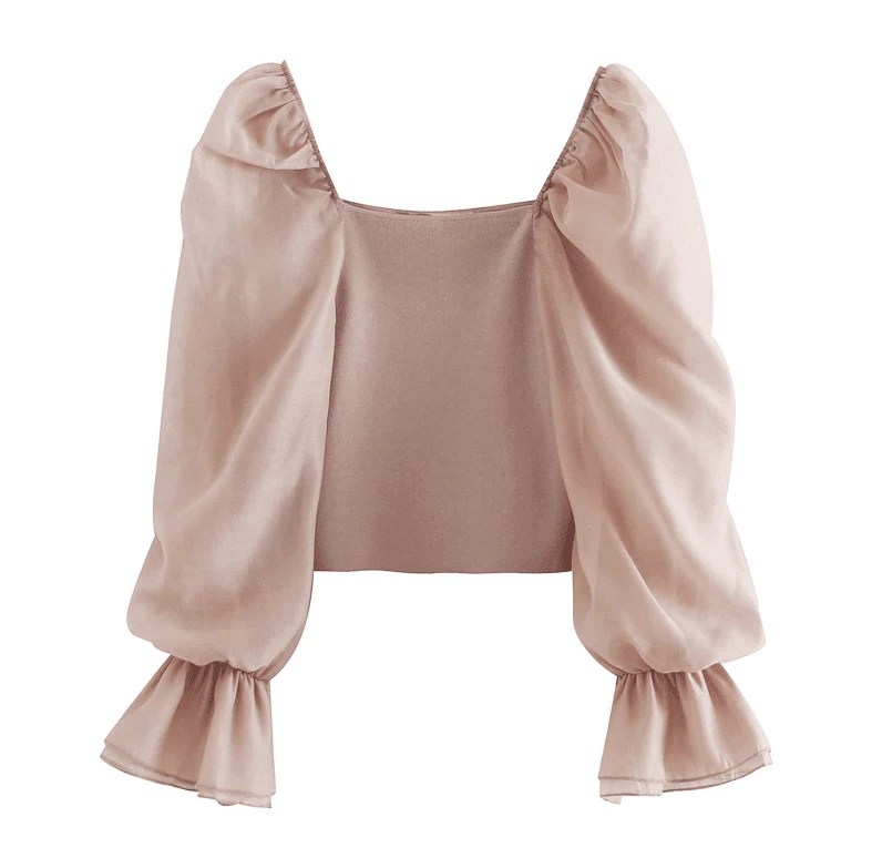 Top Chic Et Rétro Pour Femme à Manches Longues Bouffantes 1 Top Chic Et Rétro Pour Femme à Manches Longues Bouffantes