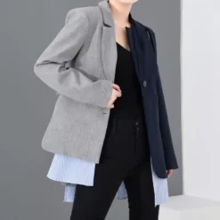 Veste Blazer Asymétrique Vintage Pour Femme