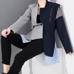 Veste Blazer Asymétrique Vintage Pour Femme -Vintage Soldes veste blazer asymetrique vintage pour femme 3