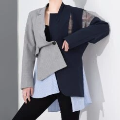 Veste Blazer Asymétrique Vintage Pour Femme -Vintage Soldes veste blazer asymetrique vintage pour femme 4