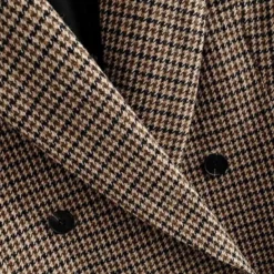 Veste Blazer Vintage à Carreaux Pied-de-poule Pour Femme -Vintage Soldes veste blazer vintage a carreaux pied de poule pour femme 6