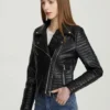 Veste De Moto En Faux Cuir Pour Femme