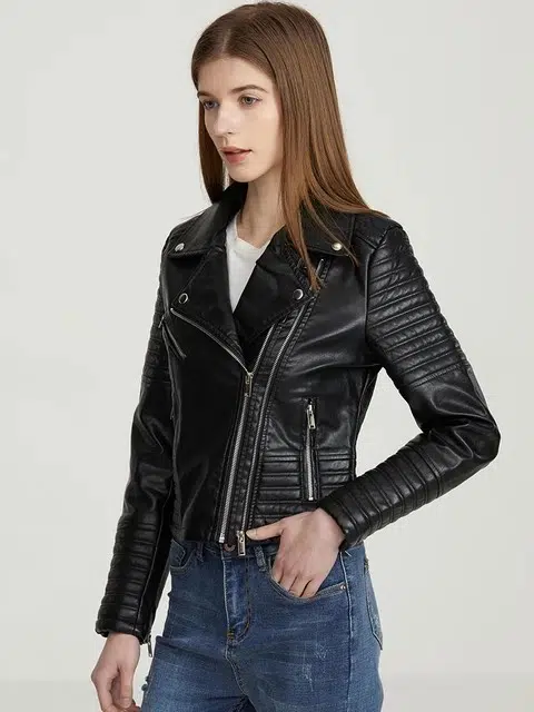 Veste De Moto En Faux Cuir Pour Femme 1 Veste De Moto En Faux Cuir Pour Femme