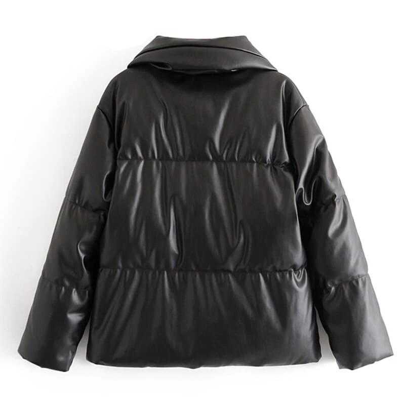 Veste Doudoune Vintage En Simili Cuir Pour Femme 3 Veste Doudoune Vintage En Simili Cuir Pour Femme – Image 3