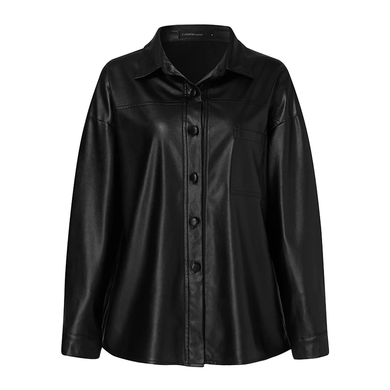 Veste En Imitation Cuir Longue 2 Veste En Imitation Cuir Longue – Image 2