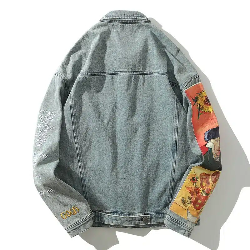 Veste En Jean Brodée Large Style Vintage Pour Homme 2 Veste En Jean Brodée Large Style Vintage Pour Homme – Image 2