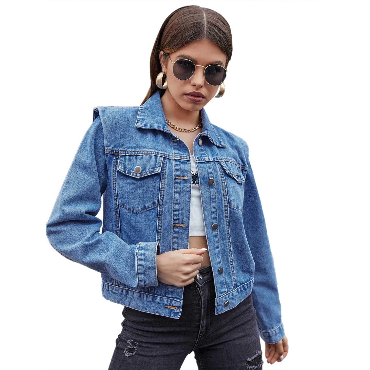 Veste En Jean épaulettes 1 Veste En Jean épaulettes