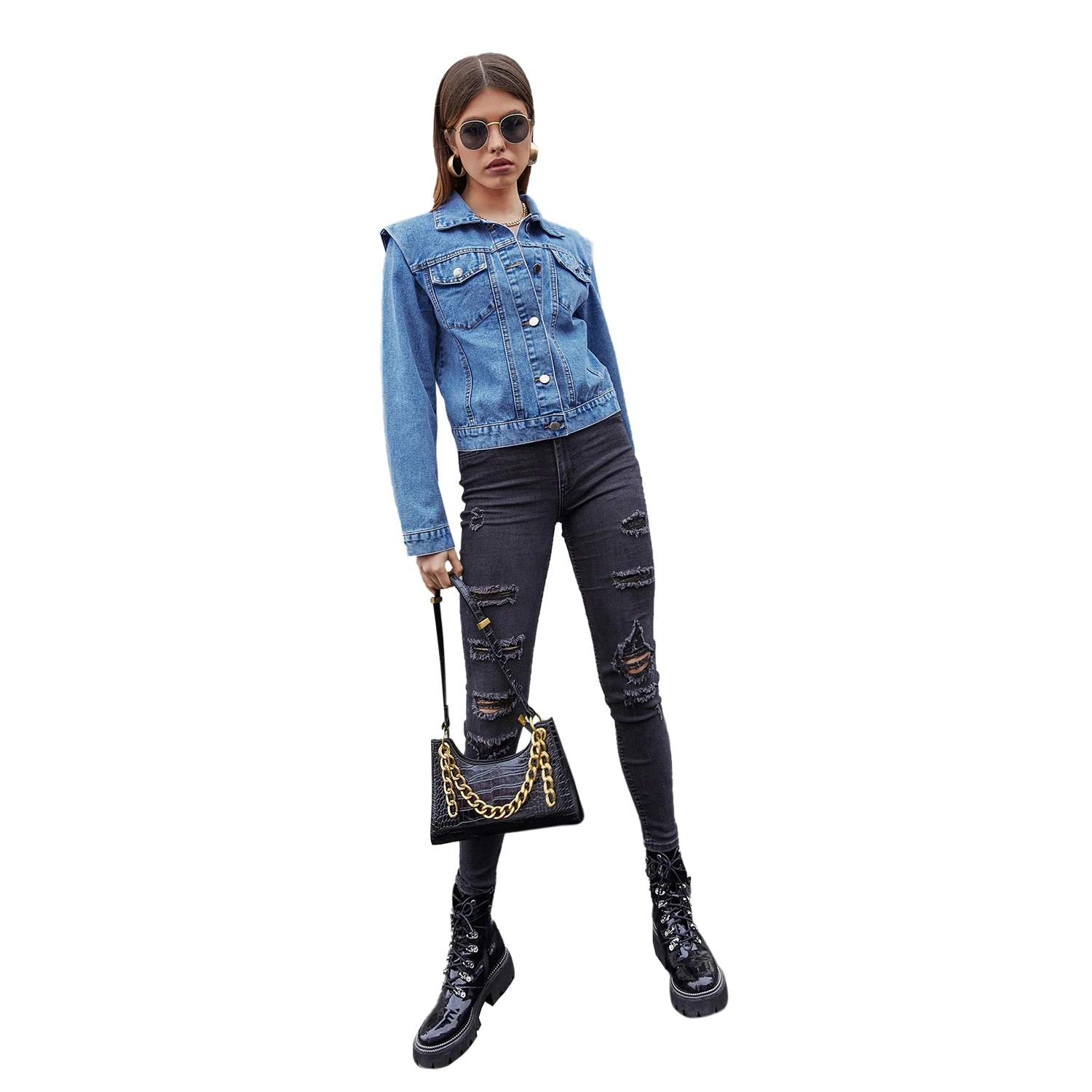 Veste En Jean épaulettes 4 Veste En Jean épaulettes – Image 4