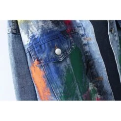Veste En Jean Longue Vintage Et Tâches De Peintures Pour Femme 10 Veste En Jean Longue Vintage Et Tâches De Peintures Pour Femme -Vintage Soldes veste en jean longue vintage et taches de peintures pour femme 4
