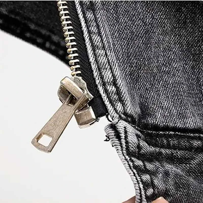 Veste En Jean Sans Manches Gris Vintage à Zip Pour Femme 5 Veste En Jean Sans Manches Gris Vintage à Zip Pour Femme – Image 5