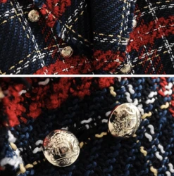 Veste Manteau Blazer En Tweed Vintage à Carreaux Pour Femme -Vintage Soldes veste manteau blazer en tweed vintage a carreaux pour femme 3