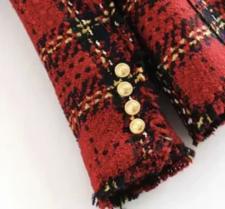 Veste Manteau Blazer En Tweed Vintage à Carreaux Pour Femme -Vintage Soldes veste manteau blazer en tweed vintage a carreaux pour femme 5 1