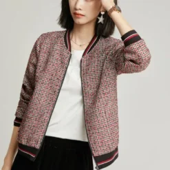 Veste Tweed Carreaux Pour Femme